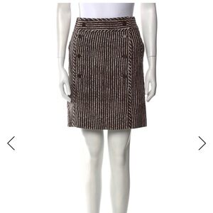 TORY BURCH Brown and White Striped Mini Skirt